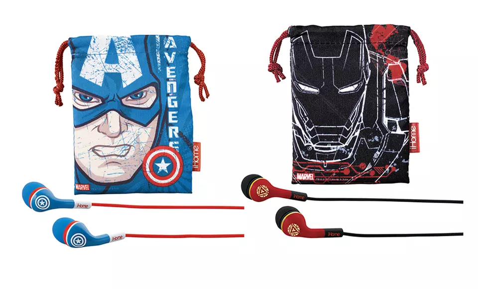iHome Captain America or Iron Man Noise-Isolating Earphones and Travel Pouch. Free Returns. - Primary Image