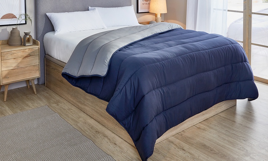 Image 1: PIKOLIN - Couette réversible 400 g/m²  bicolore toucher duvet chaude respirante 4 saisons dimensions au choix