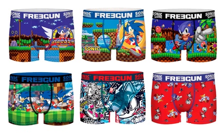 Pack aléatoire assortis de 3 ou 6 Boxers Freegun collection Sonic Homme ou Enfant