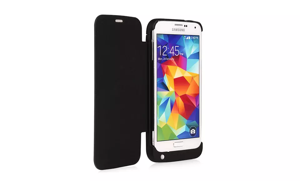iPM Samsung Galaxy S5 3200mAh External Charger Case with Leather Flip Cover - Primary Image