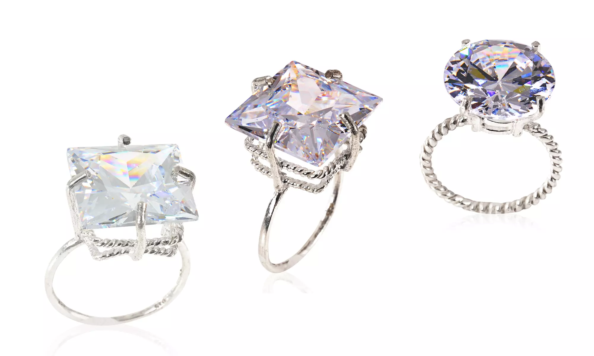 Solitaire Cubic Zirconia Ring in Sterling Silver - Primary Image