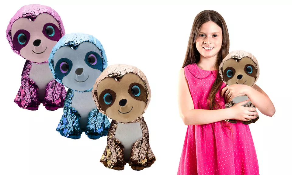 1 ou 2 peluches magiques motif paresseux à sequins 25 cm - Primary Image
