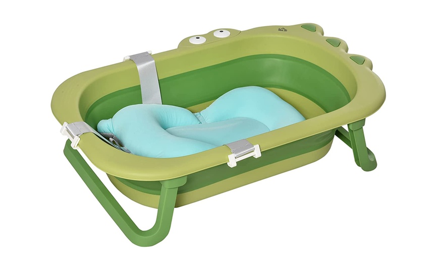 Image 5: HomCom Baby Crocodile Collapsible Bath