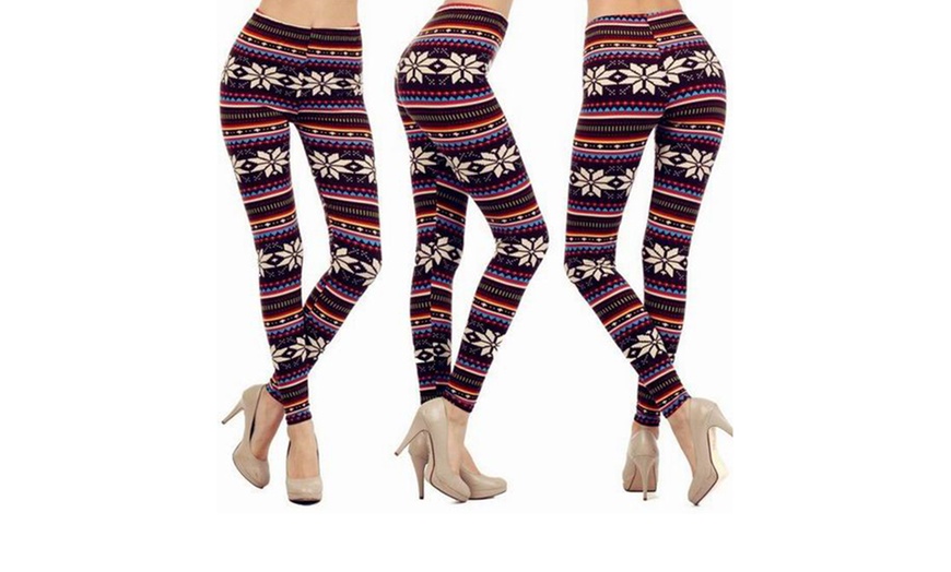 Image 6: Patterned Fleece Lined Leggings
