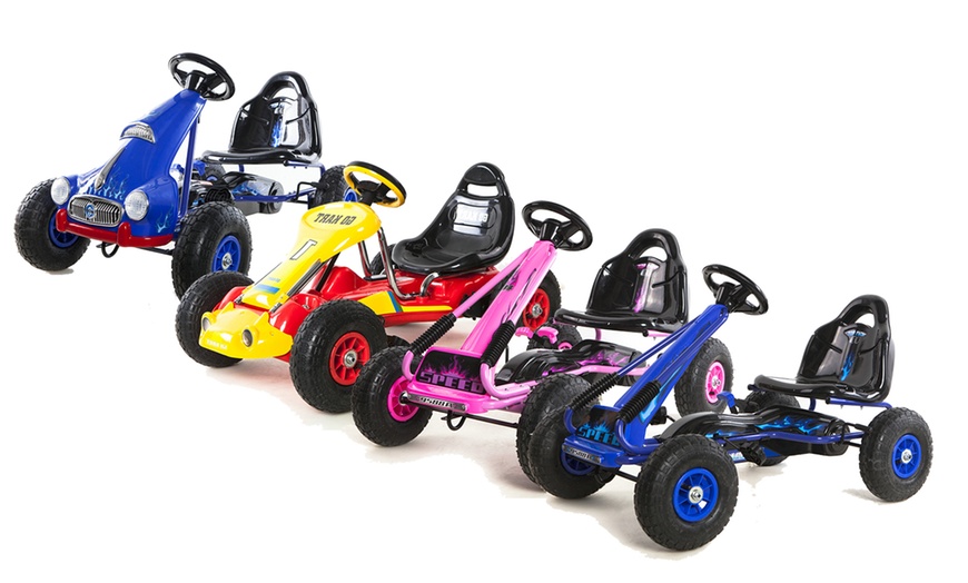 Image 1: Kids' Manual Go Kart with Lights