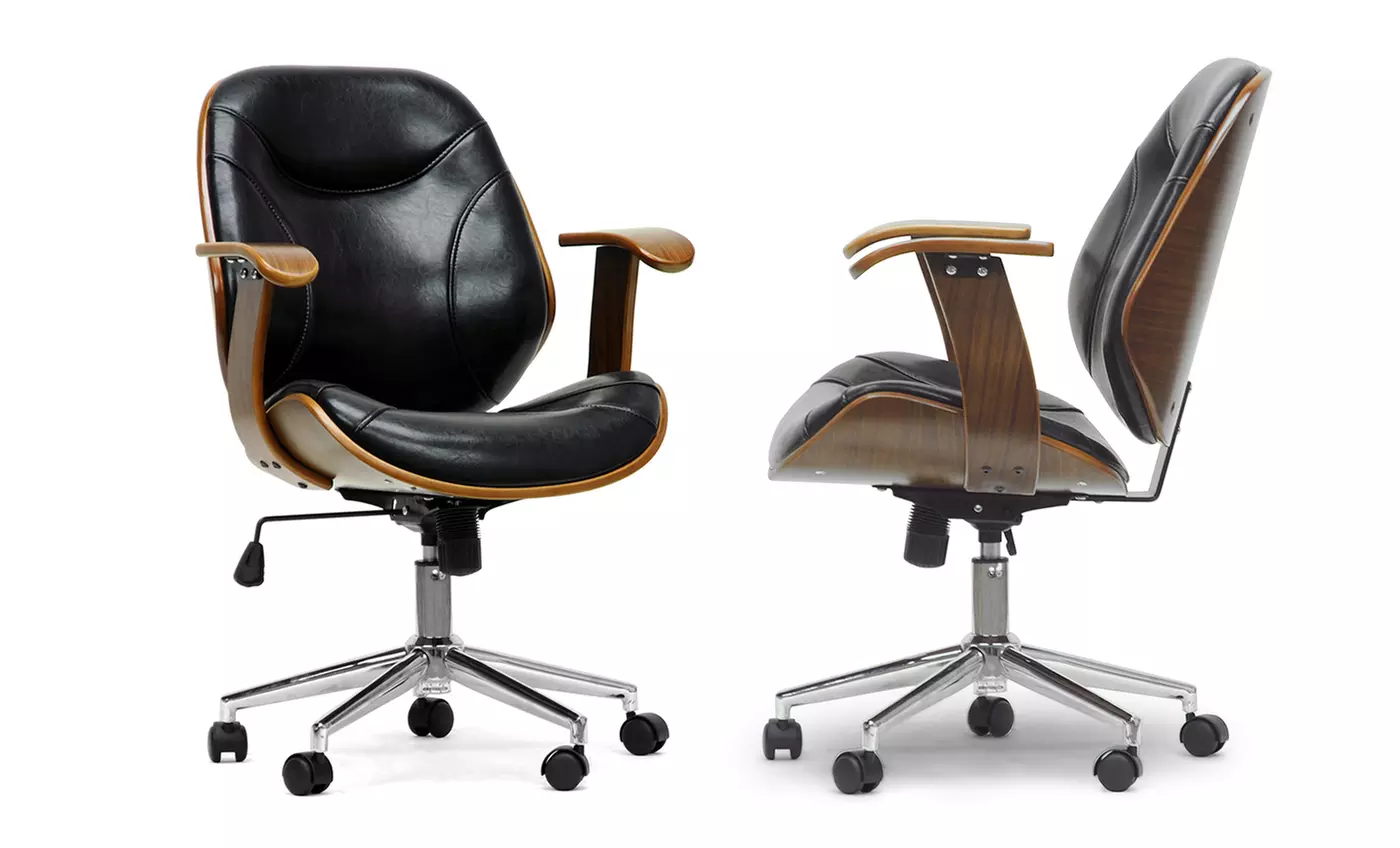 Modern Walnut-and-Black Office Chairs - Second Medium