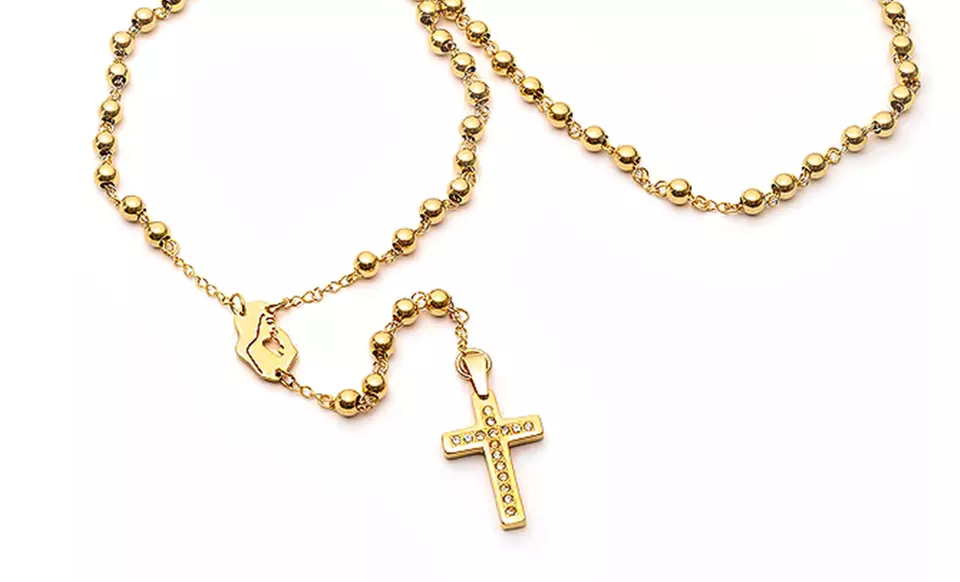 Stainless Steel Men's Rosary Necklaces (Up to 86% Off). Multiple Styles Available. Free Shipping and Returns. - Second Medium