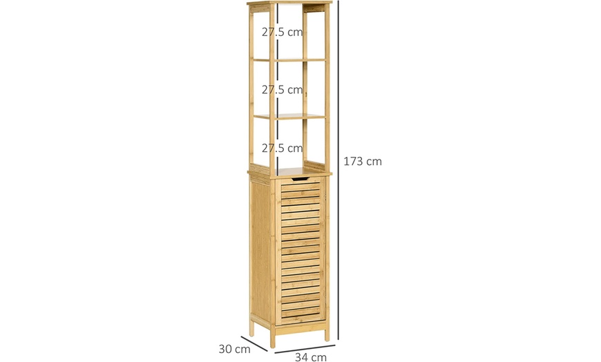 Image 21: HomCom Slim Tall Bathroom Cabinet