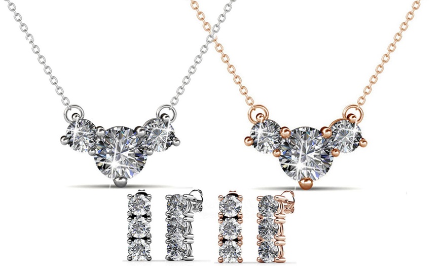 Image 1: Forever Pendant and Earring Set Made with Swarovski® Crystals