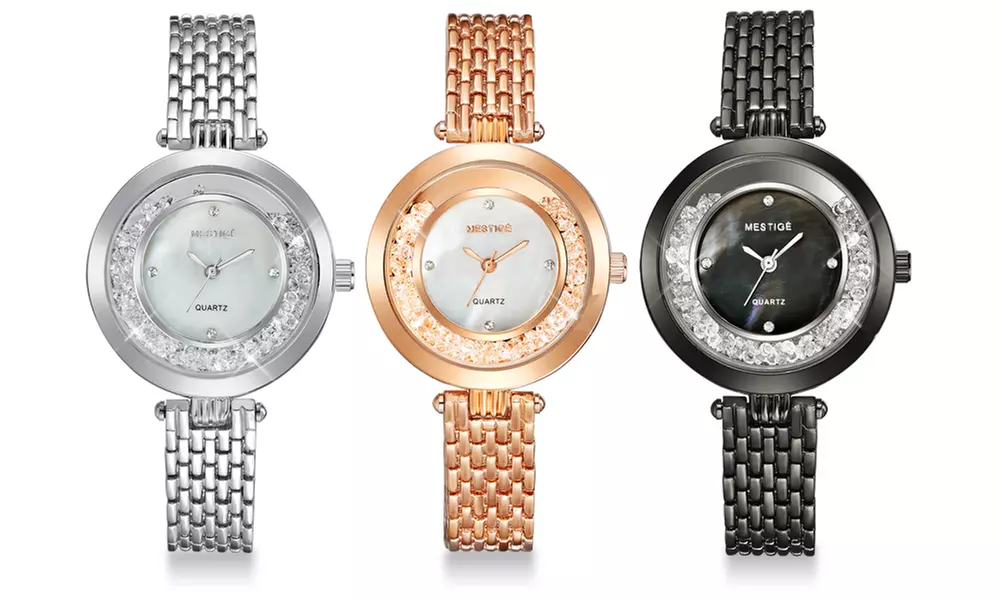 Neverland Sales Armbanduhr Sylvia mit 134 Kristallen von Swarovski® in Silber, Roségold oder Schwarz inkl. Versand - Primary Image