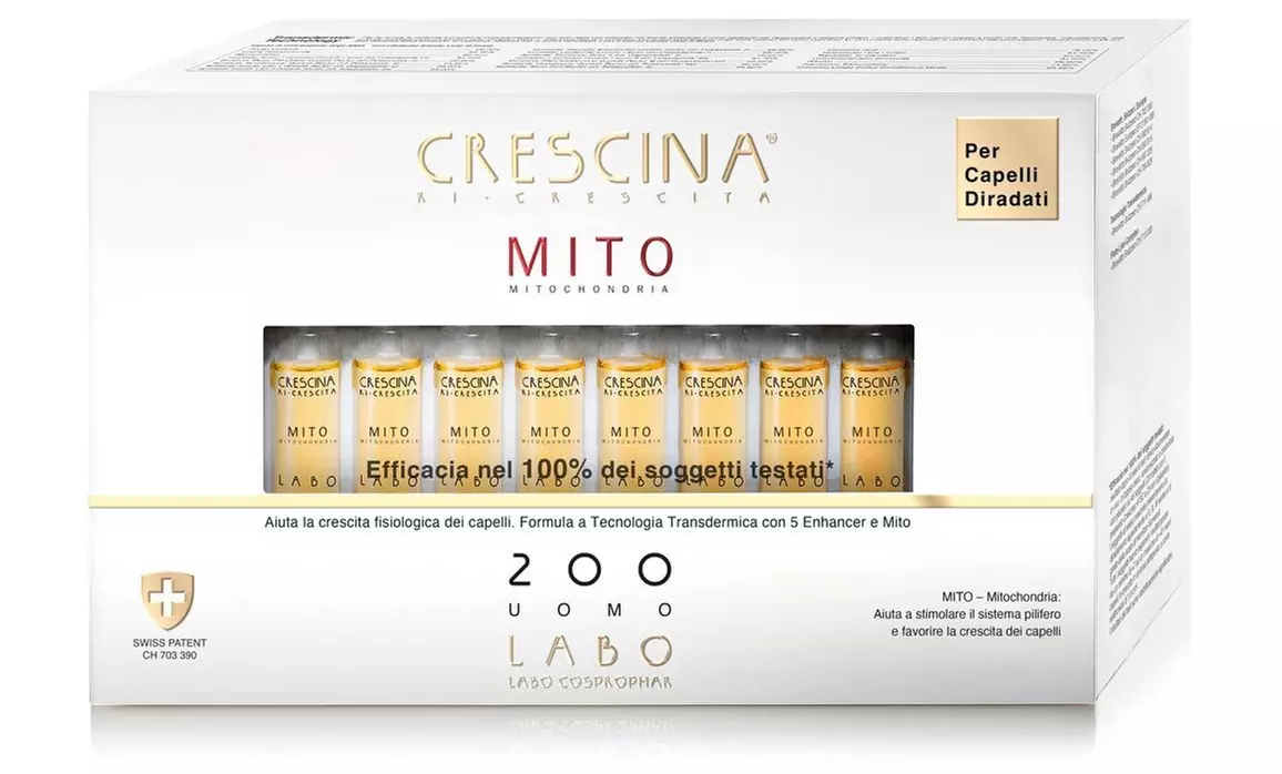 Trattamento per capelli Crescina ri-crescita Mito per uomo da 200,500 o 1300 in scatola da 20 o 40 fiale - Image 4