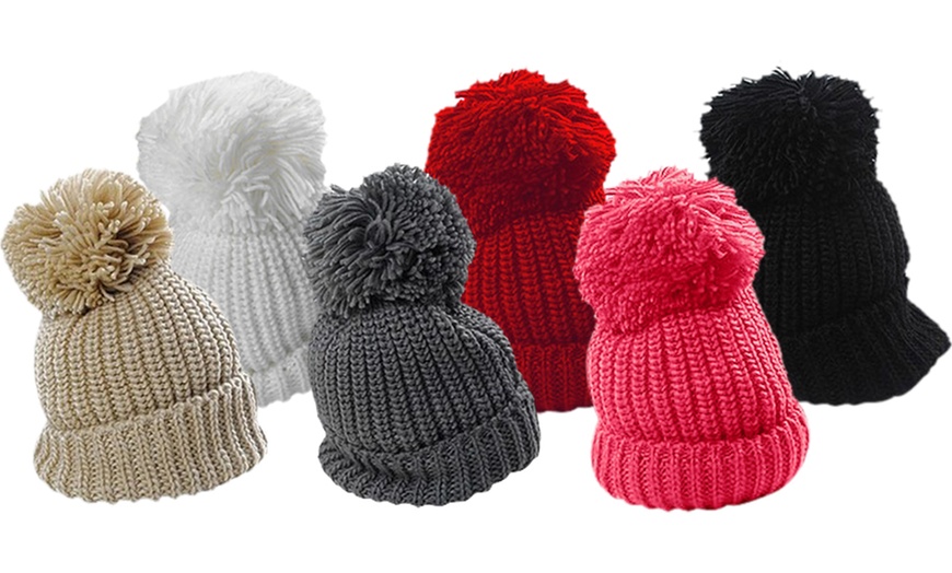 Image 2: Knit Wool Bobble Hat