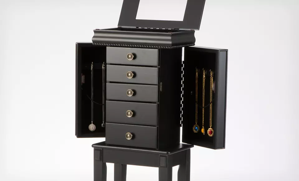 $59.99 for a Linon Deanna Standing Mirrored Jewelry Armoire in Black ($135.86 List Price). Free Shipping. - Second Medium