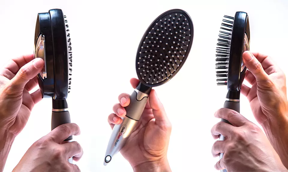 Qwik-Clean Brush Self Cleaning Re-tractable Hair Brush  - Primary Image
