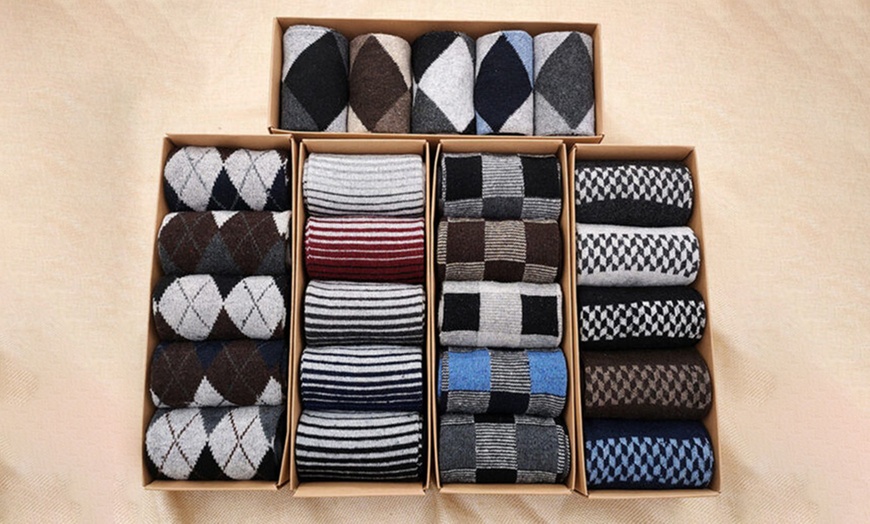 Image 3: Set of Five Pairs Wool Men's Socks 