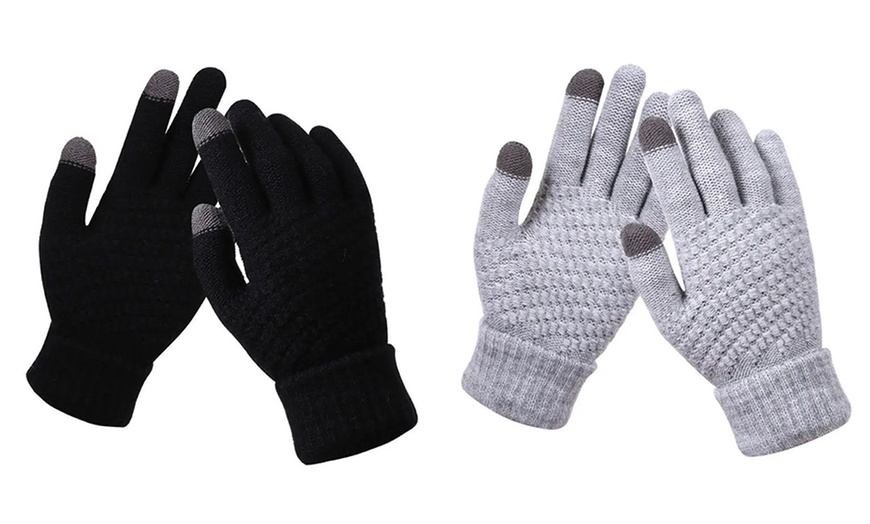 Image 1: Knitted Winter Warm Touchscreen Gloves 