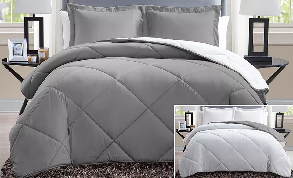 Down Alternative Reversible to Fleece Box-Pleat Comforter Set - Primary Image
