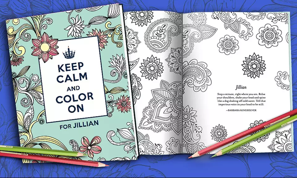 Personalized Keep Calm and Color On Adult Coloring Book from Put Me In The Story - Primary Image