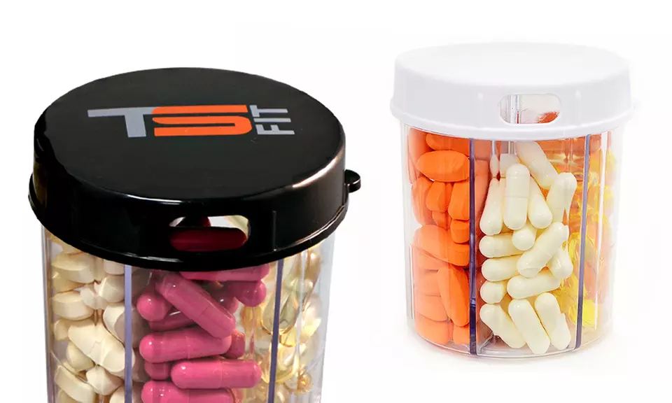 Six-Compartment Pill Dispenser with Easy-Grip Lid - Primary Image
