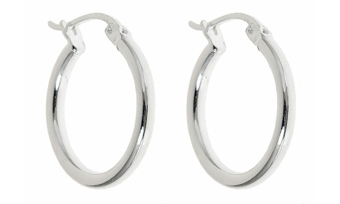 Solid Sterling Silver French Lock Hoops - Primary Image