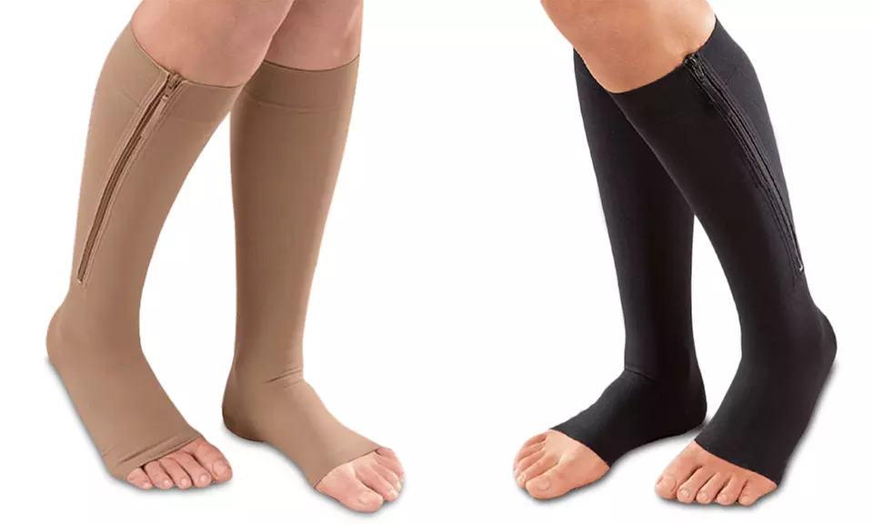 Unisex Open Toe Zipper Compression Socks (1-Pair) - Primary Image
