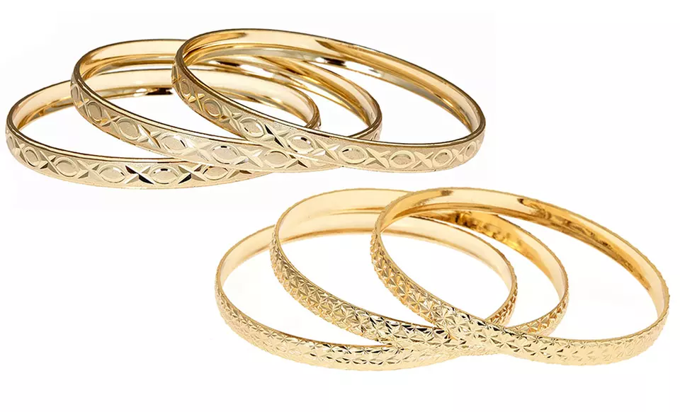 18-Karat Gold-Plated 3-Piece Bangle Set - Primary Image