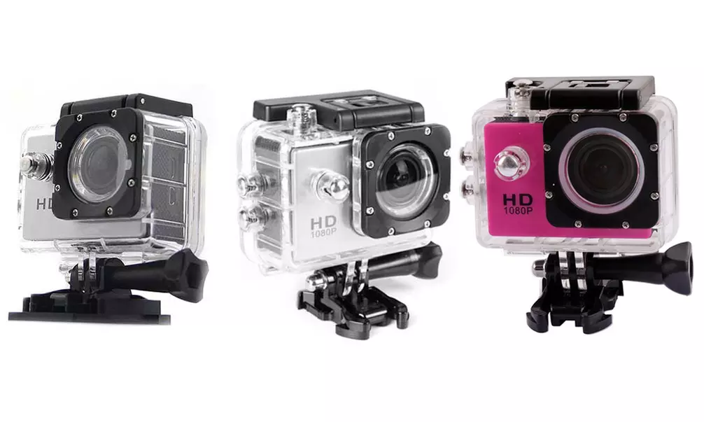 Action Camera mit Zubehör und 12 Mega Pixels CMOS-Sensor in Silber oder Pink inkl. Versand - Primary Image