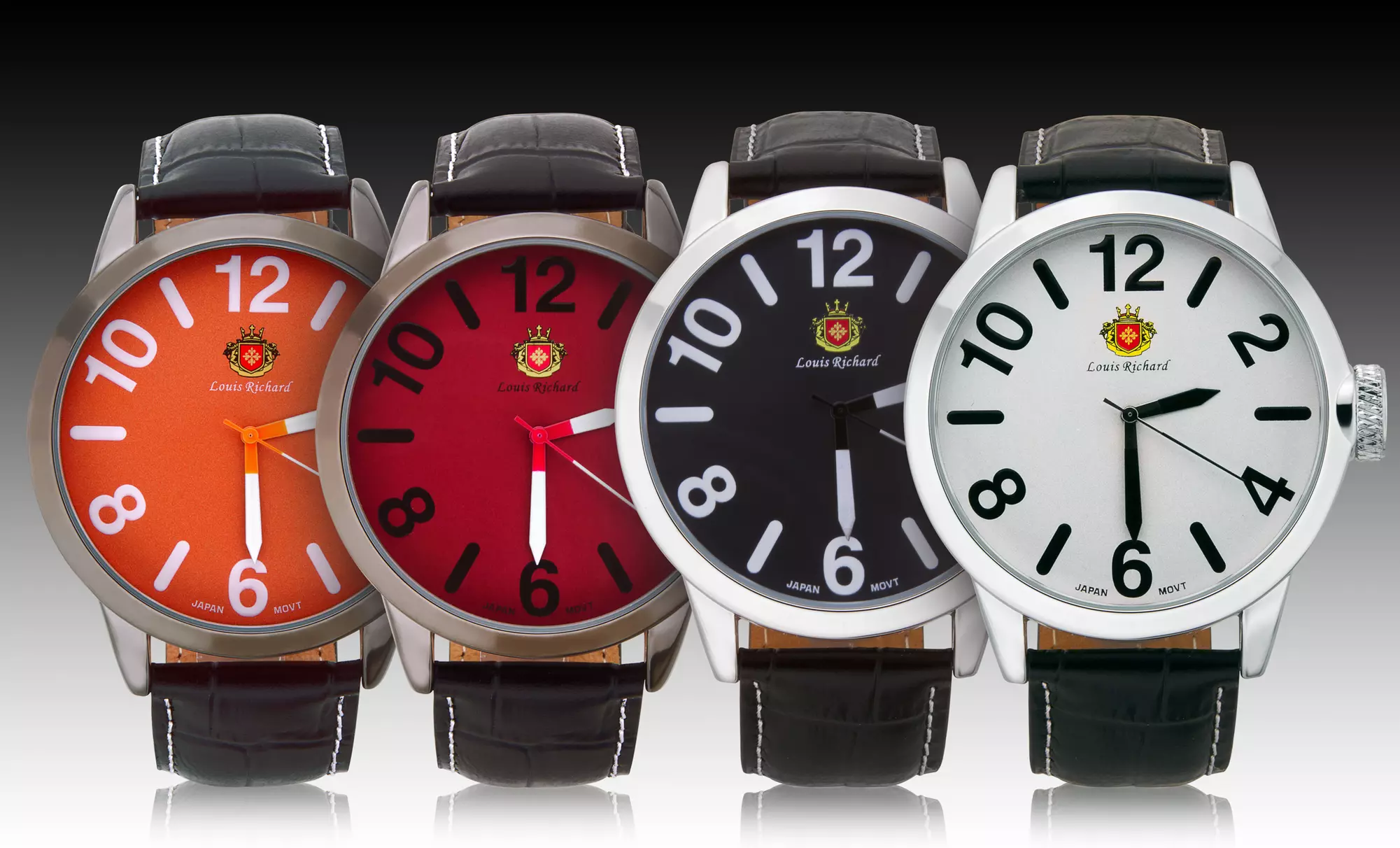 Louis Richard Men's Dalton Watch with Genuine Leather Band. Multiple Colors Available. Free Returns. - Primary Image