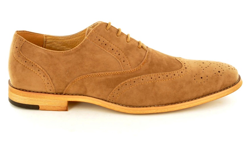 Image 22: Men's Faux Suede Brogue Shoes