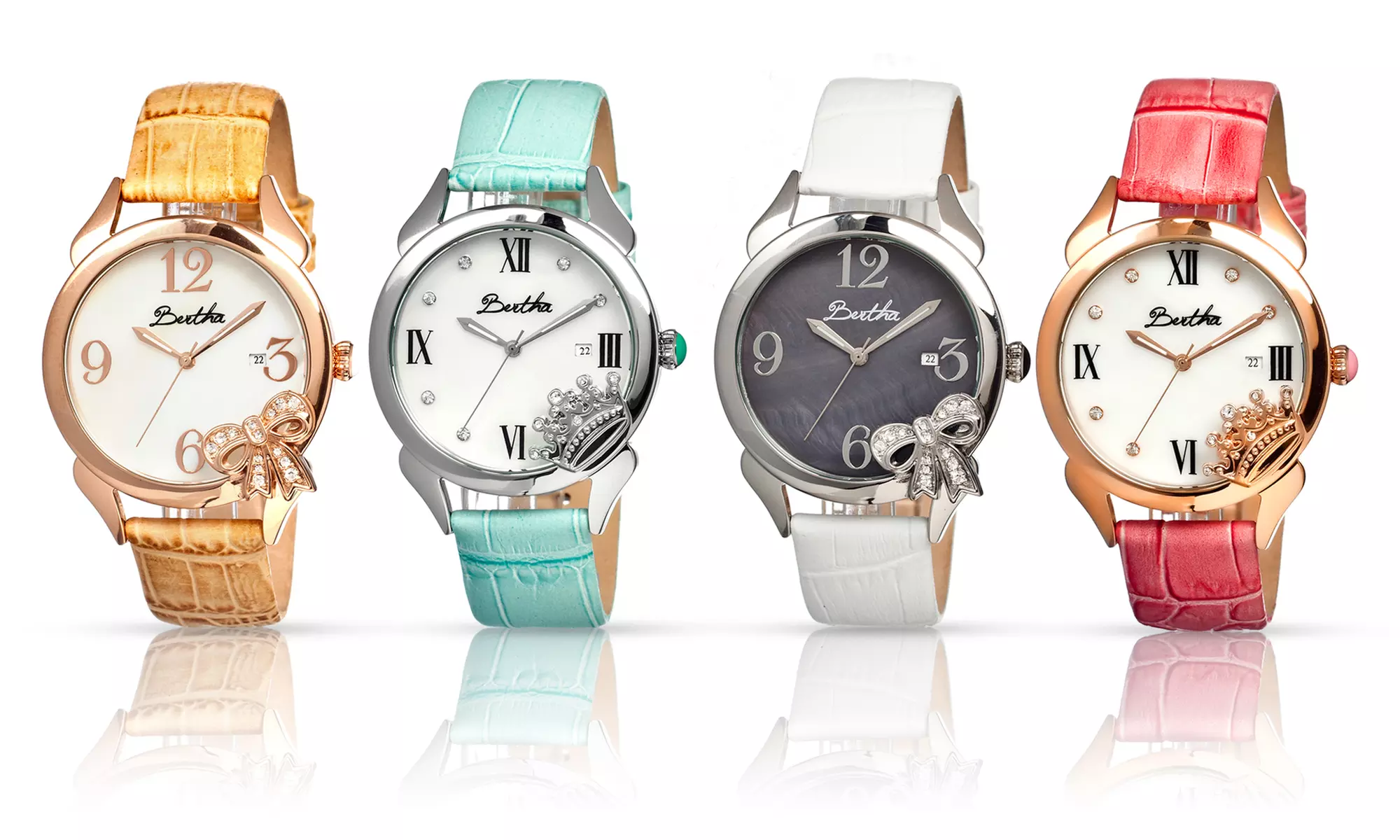 Bertha Bow or Queen Women's Leather Strap Watch - Primary Image