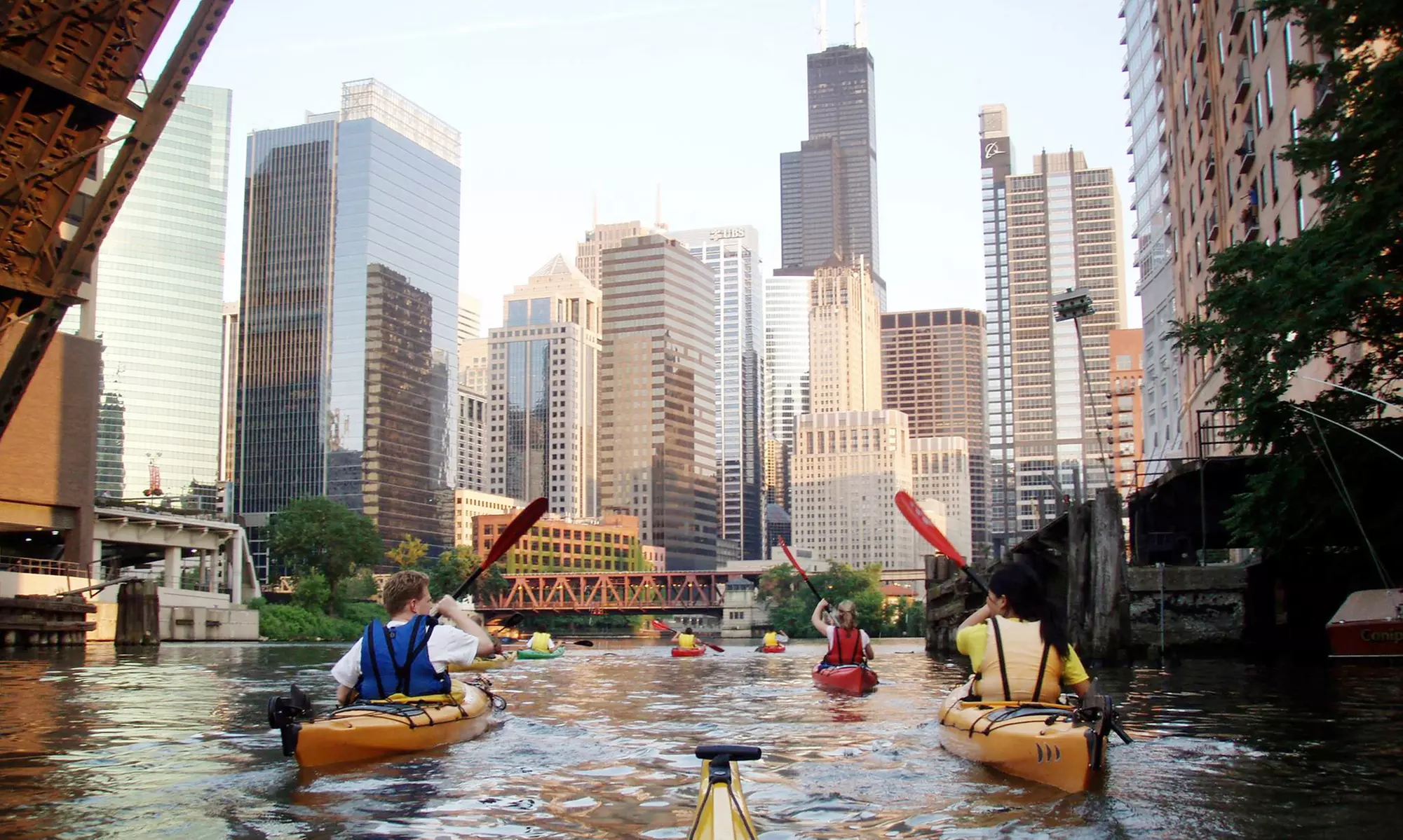 City Lights Night Paddle or Chicago River Sunset Paddle for One or Two from Kayak Chicago (Up to 38% Off) - Primary Image