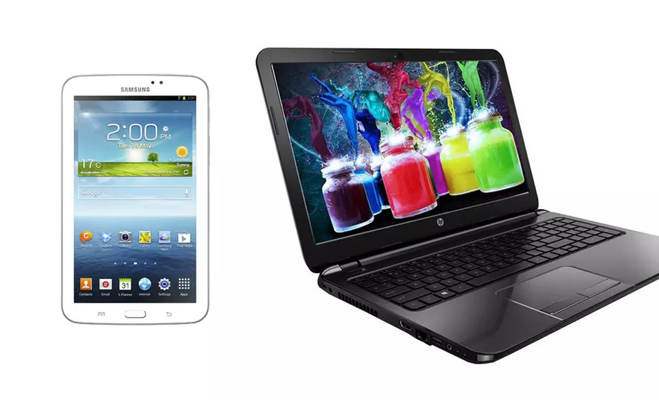 HP Laptop and Samsung Galaxy Tab 3 Lite Bundle (Manufacturer Refurbished) - Second Medium