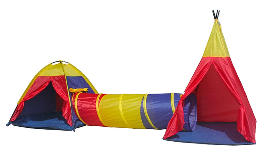 Image 2: Kids Teepee Tent and Tunnel Set