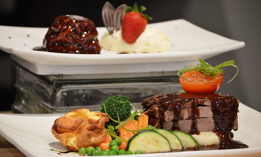 Image 1: Roast Beef Meal and Dessert