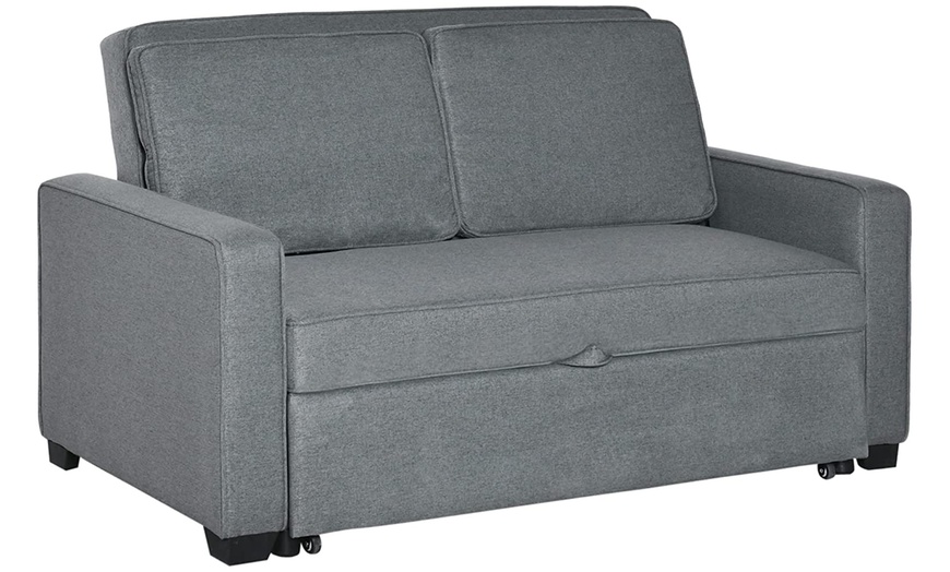 Image 8: HomCom Modern Two-Seater Sofa Bed