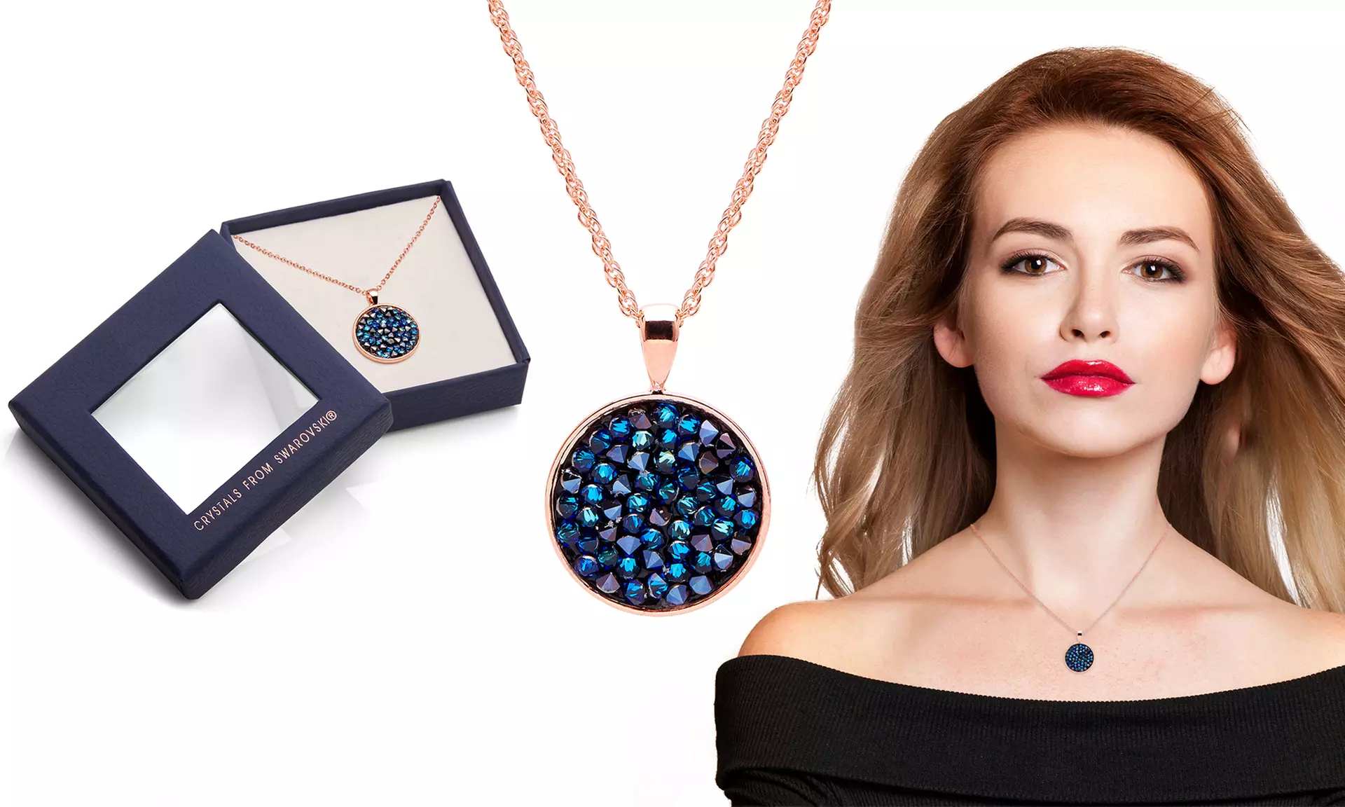 Collier avec pendentif plaqué or incrusté de « Cristal Rocks » Swarovski® - Second Medium