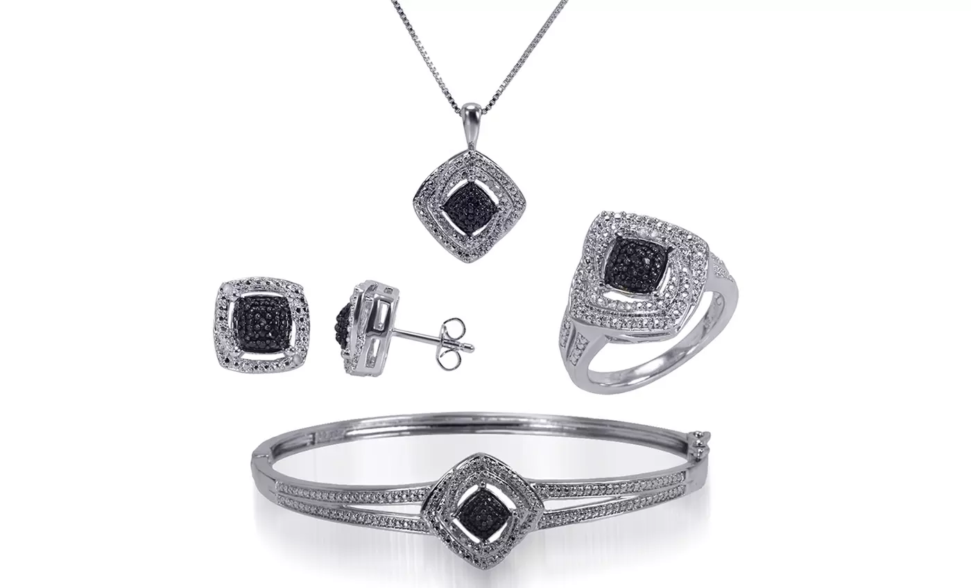 1/4 CTTW Black and White Diamond Jewelry Sets - Second Medium