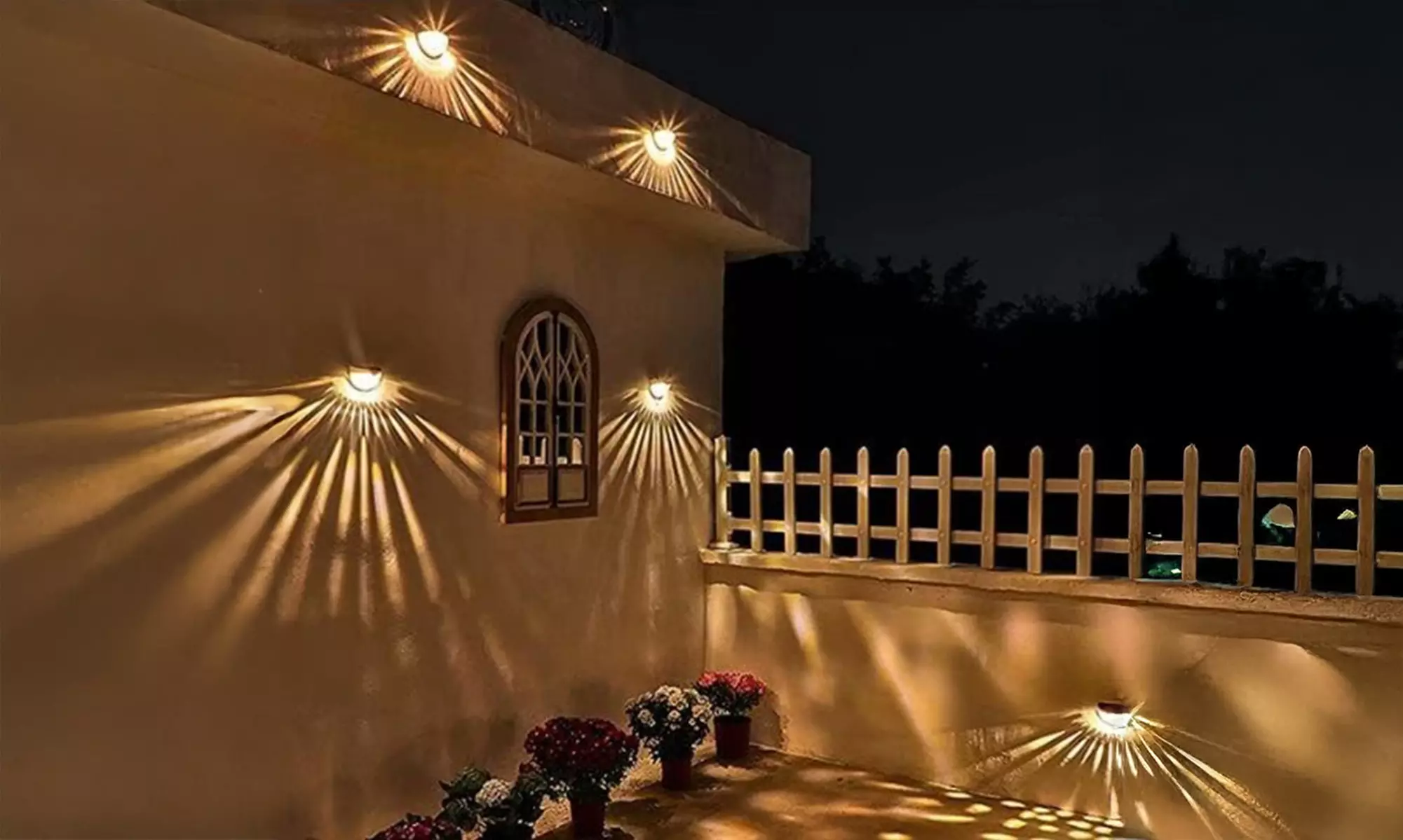 4 Pack Solar Lights Solar Fence Post Lights Solar Deck Lights Wall Mount Light