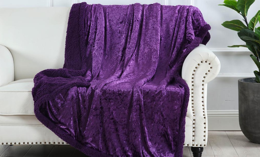 Image 17: Crushed Velvet Sherpa Throw