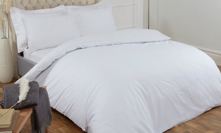 Image 3: 100% Plain Cotton Duvet Set