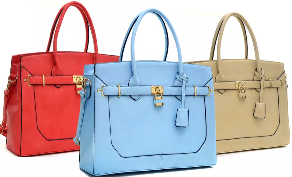Amphora Nolan Padlock & Key Faux Leather Satchel - Primary Image
