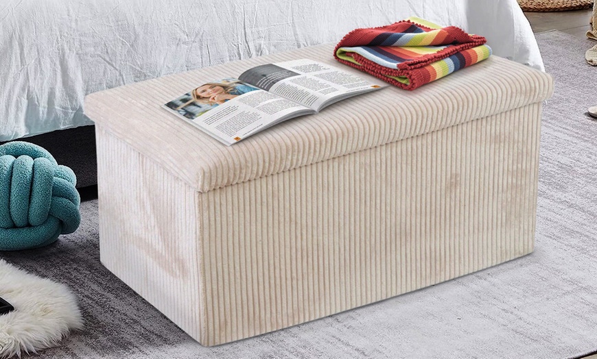 Image 37: Corduroy Storage Ottoman or Foldable Cube Footstool