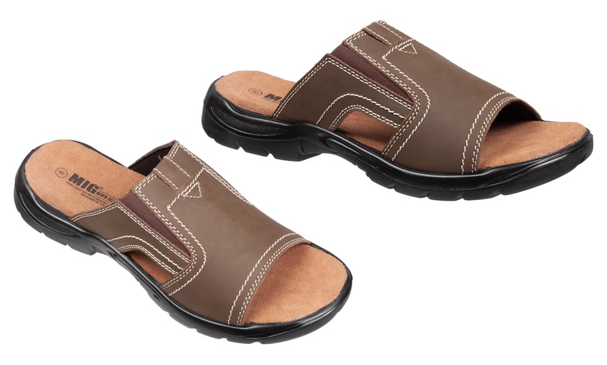 Image 15: Men's Slip-On Leather Sandals