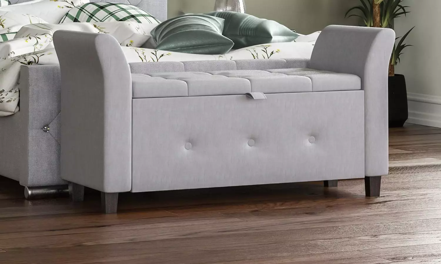 Seville Crushed Velvet or Linen Ottoman Storage Chest