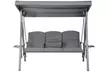 Hollywoodschaukel „Descanso" für 3 Personen – mit UV-beständigem Sonnendach, Stahlrahmen & bequemen Polstern in Grau - Second Medium