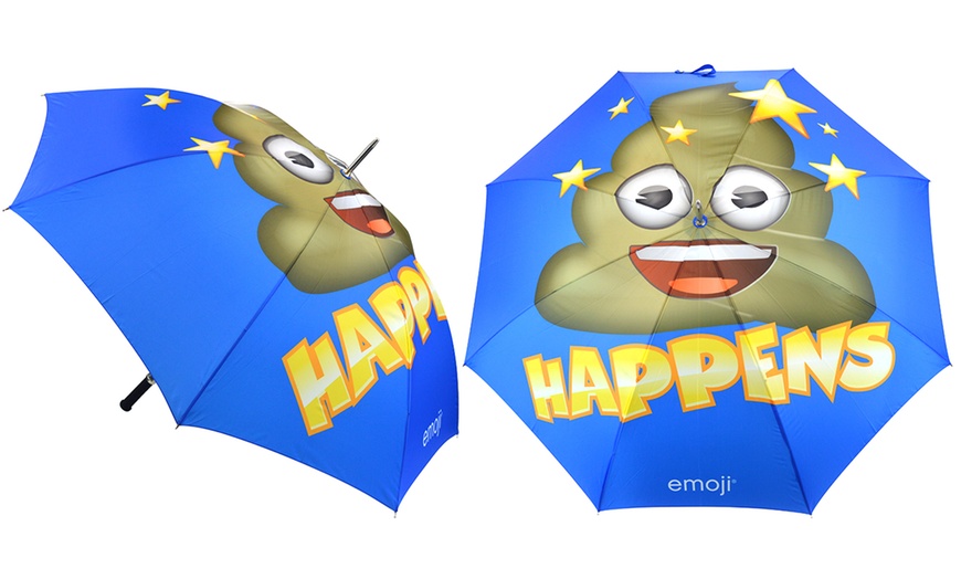 Image 3: Two Emoji Poop Golf Umbrellas