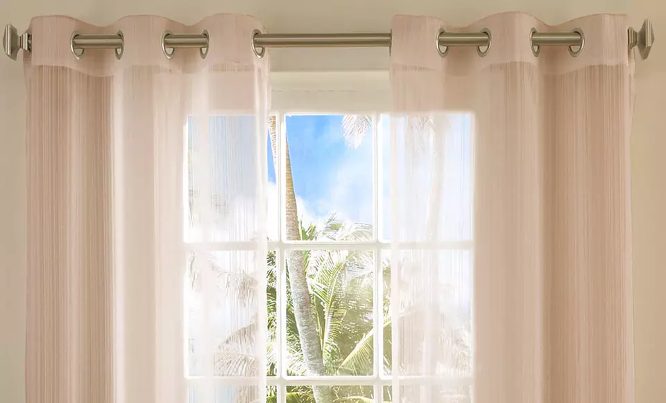 One Pair of 84" Sheer Grommet Panel Curtains. Multiple Styles Available. Free Returns. - Second Medium