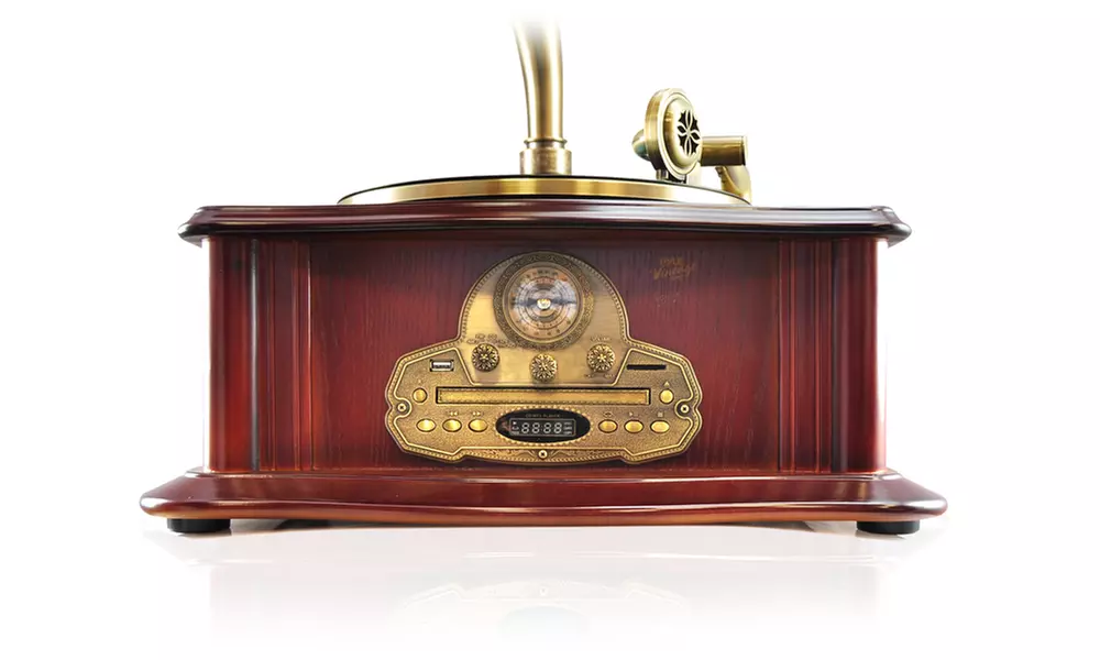 Retro Bluetooth Turntable and Phonograph Speaker System with MP3 Recording Ability - Second Medium