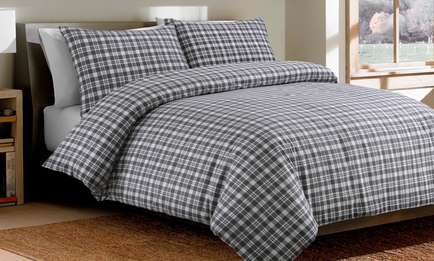 Image 6: Cotton Tartan Check Duvet Set