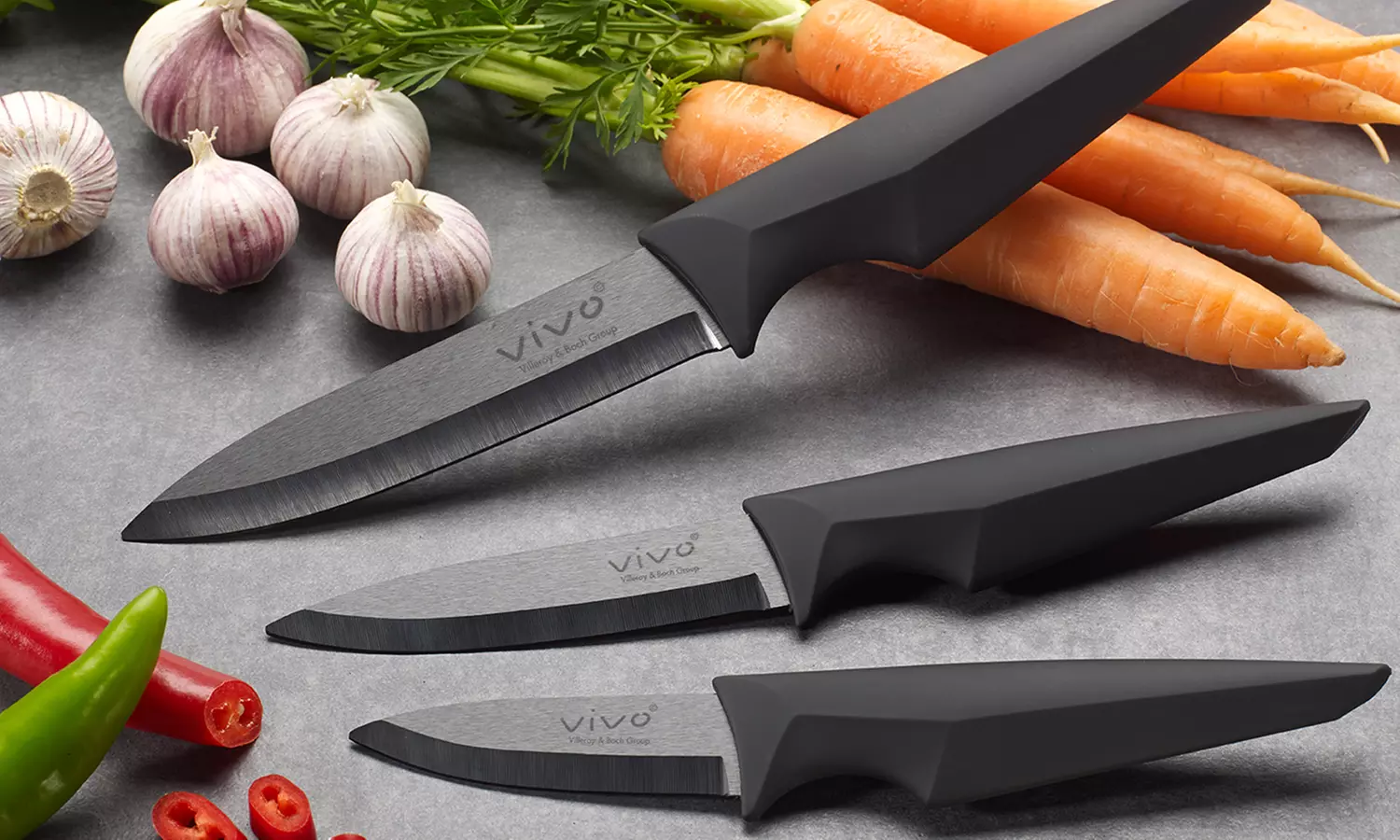 3-teiliges Keramikmesser-Set vivo by Villeroy & Boch Group in Schwarz inkl. Versand für 29,99 € (40% sparen) - Primary Image